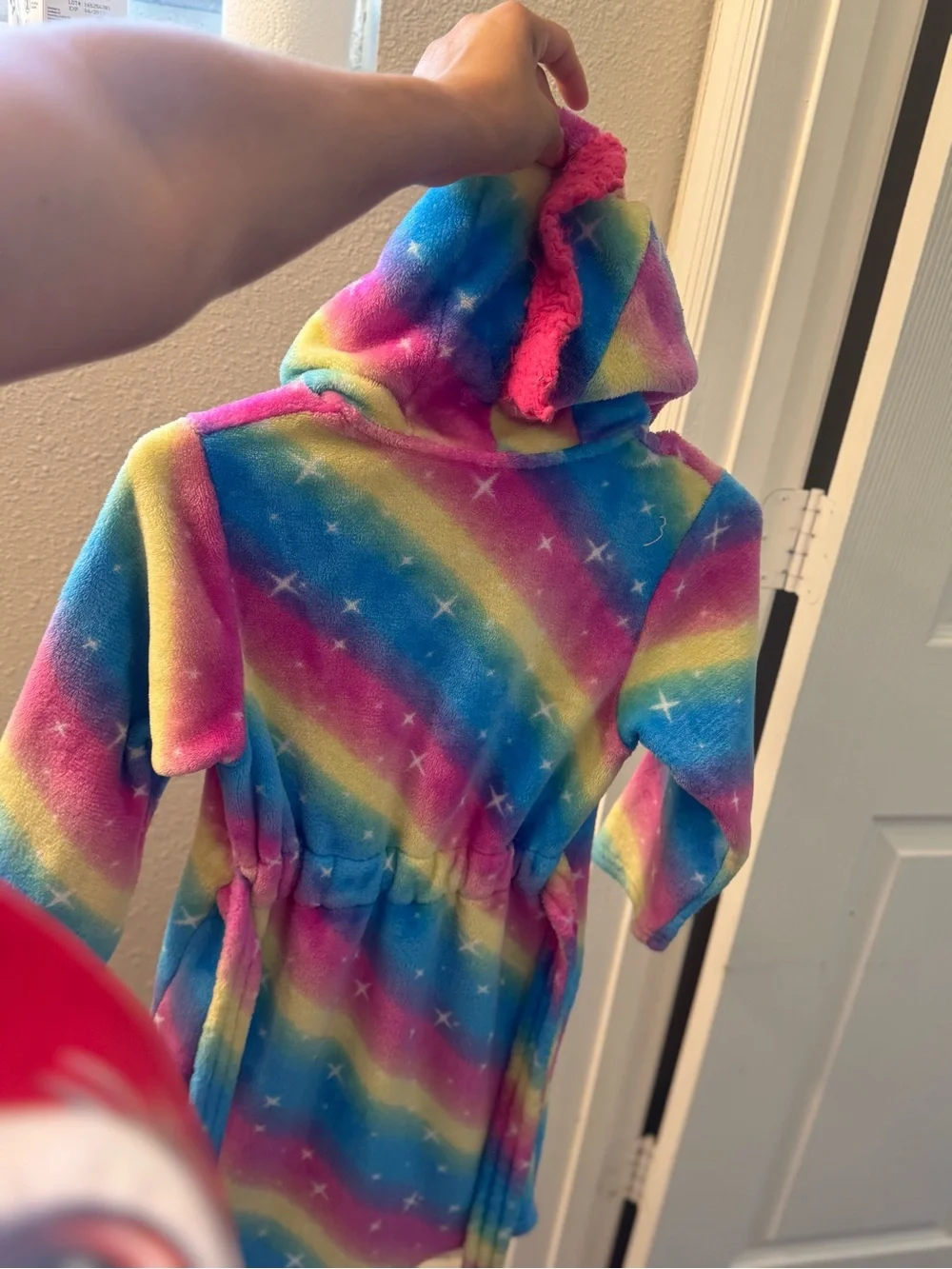 Girls Rainbow Unicorn Hooded Plush Robe – Very Good Condition